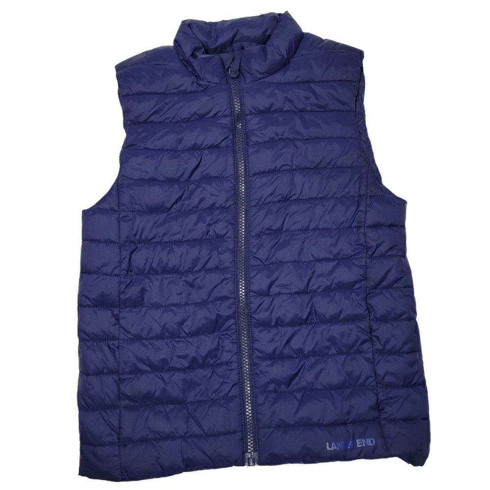 Lands End Packable Puffer Vest Boys Medium‎ (8) Blue Insulated Down Alternative